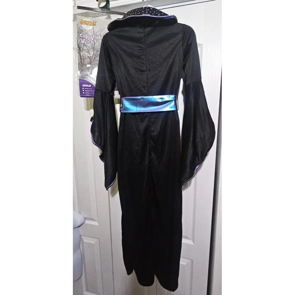 Spirit Halloween Celestial Witch Costume Girls 12-14 Hat Dress Iridescent Purple